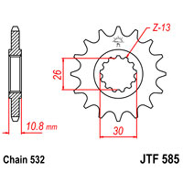 JT JT Gear Box Sprockets G/B 585-17T YAM (2088)